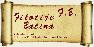 Filotije Batina vizit kartica